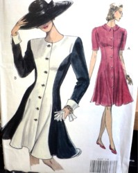 8157 VOGUE EZ FIT FLARE SS-LS CONTRAST BUTTON DRESS PATTERN 8-12; 14-18 choice